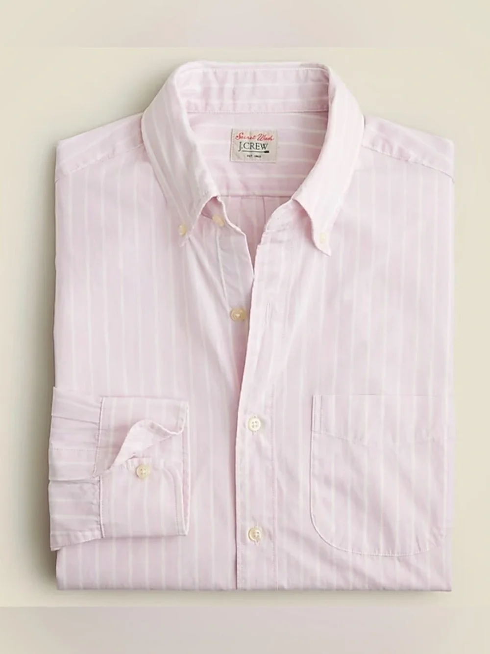 J. Crew Secret Wash Classic Fit Cotton Poplin Shirt in Robert Lilac White